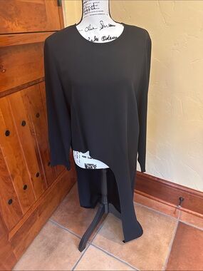 Veronica Beard Asymmetric Black Long Sleeve Tunic